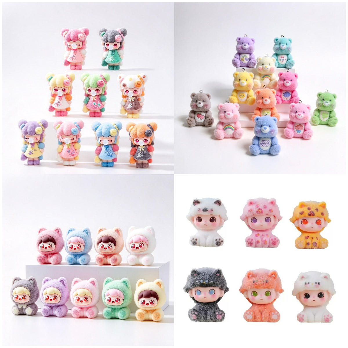 Mix Cartoon Flocked Figurine -（open in live）